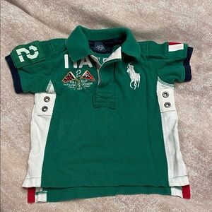 Ralph Lauren Green Polo Shirt with White Panels